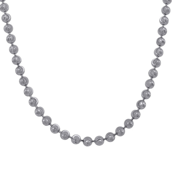 10kt White Gold Unisex Moon Cut Chain 2.5mm 30 Inches