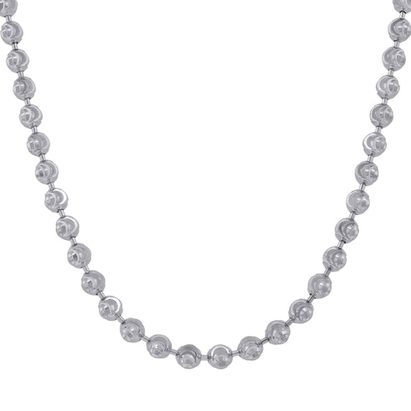 10kt White Gold Unisex Moon Cut Chain 3mm 30 Inches