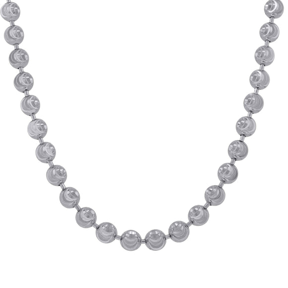 10kt White Gold Unisex Moon Cut Chain 4mm 30 Inches