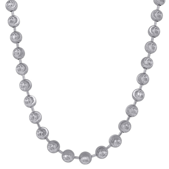 10kt White Gold Unisex Moon Cut Chain 5mm 30 Inches