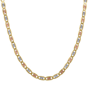 10kt Tri-color Gold Unisex Valentino Chain 2.5mm 24 Inches
