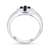 Sterling Silver Mens Round Black Color Enhanced Diamond Cross Ring 1/4 Cttw