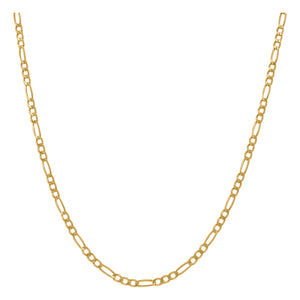 10kt Yellow Gold Mens Hollow Figaro Bracelet 2.3mm 9 inches