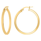 10kt Yellow Gold Womens Square Tube Flat 2mm x 25mm Hinged Hoops Huggies