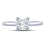 14kt White Gold Womens Princess Diamond Solitaire Bridal Wedding Engagement Ring 5/8 Cttw