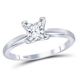 14kt White Gold Womens Princess Diamond Solitaire Bridal Wedding Engagement Ring 5/8 Cttw