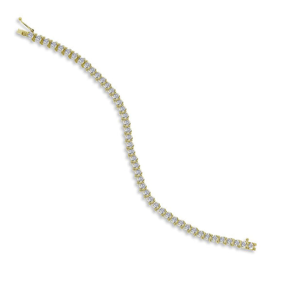 10kt Yellow Gold Womens Round Diamond Tennis Bracelet 3 Cttw