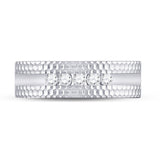 10kt White Gold Mens Round Diamond Wedding 5-Stone Hammered Band Ring 1/4 Cttw