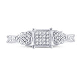 Sterling Silver Womens Round Diamond Heart Square Ring 1/10 Cttw