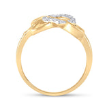 10kt Yellow Gold Womens Round Diamond Infinity Heart Ring 1/10 Cttw