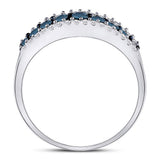 10kt White Gold Womens Round Blue Color Enhanced Diamond Band Ring 1/2 Cttw