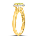 14kt Yellow Gold Womens Round Canary Yellow Diamond Circle Cluster Ring 1/2 Cttw