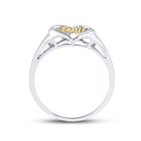 Sterling Silver Womens Round Diamond Mom Heart Ring .02 Cttw