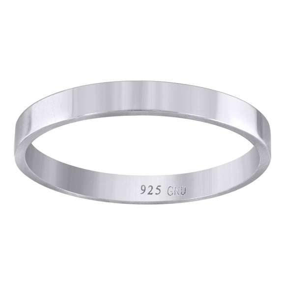 925 Sterling Silver Unisex 3mm Comfort Fit Flat Wedding Band Ring Size 6
