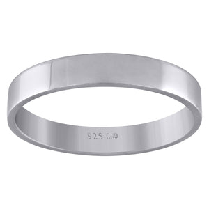 925 Sterling Silver Unisex 4mm Comfort Fit Flat Wedding Band Ring Size 6
