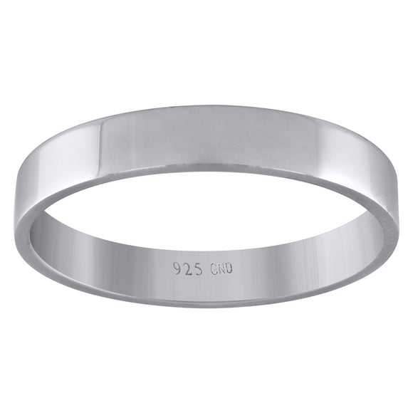 925 Sterling Silver Unisex 4mm Comfort Fit Flat Wedding Band Ring Size 6