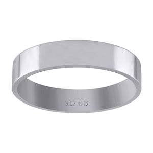 925 Sterling Silver Unisex 5mm Comfort Fit Flat Wedding Band Ring Size 6