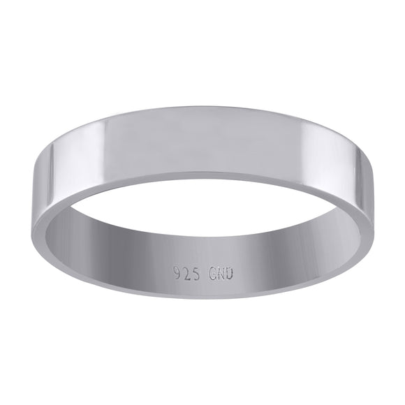 925 Sterling Silver Unisex 5mm Comfort Fit Flat Wedding Band Ring Size 6