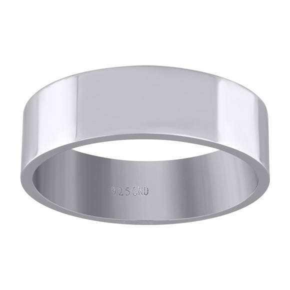 925 Sterling Silver Unisex 7mm Comfort Fit Flat Wedding Band Ring Size 7