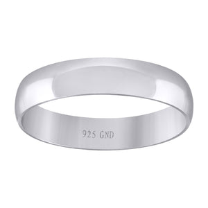 925 Sterling Silver Unisex 5mm Comfort Fit Domed Wedding Band Ring Size 6