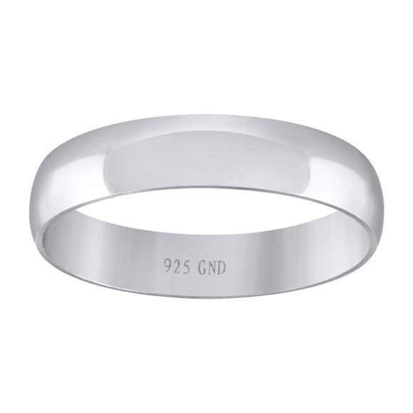 925 Sterling Silver Unisex 5mm Comfort Fit Domed Wedding Band Ring Size 6