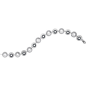10kt White Gold Womens Round Black Color Enhanced Diamond Circles Bracelet 1/3 Cttw