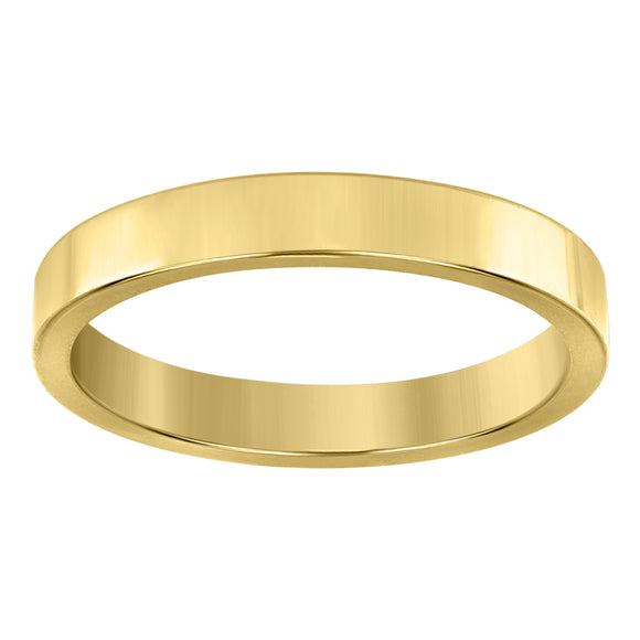 925 Sterling Silver Yellow-Tone Unisex 3mm Comfort Fit Flat Wedding Band Ring Size 6