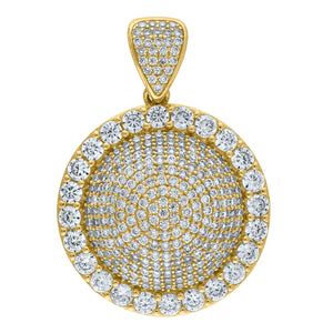 10kt Yellow Gold Cubic-zirconia Womens Ht:37mm x W:25.8mm Medallion Charm Pendant