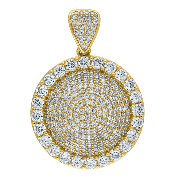 10kt Yellow Gold Cubic-zirconia Womens Ht:37mm x W:25.8mm Medallion Charm Pendant