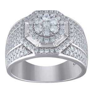 925 Sterling Silver Mens Cubic Zirconia Presidential Ring Size 8