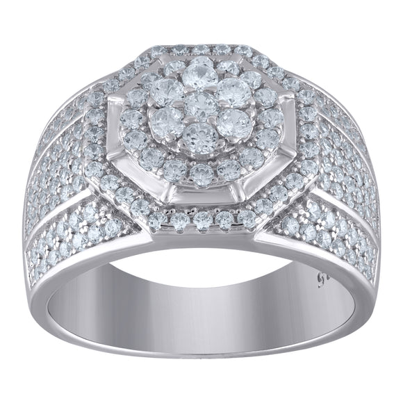 925 Sterling Silver Mens Cubic Zirconia Presidential Ring Size 8