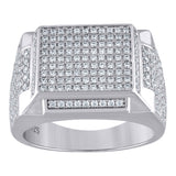 925 Sterling Silver Mens Cubic Zirconia Square Top Cluster Ring Size 12