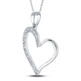 10kt White Gold Womens Round Diamond Heart Outline Pendant 1/20 Cttw