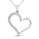 10kt White Gold Womens Round Diamond Heart Outline Pendant 1/20 Cttw