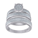 925 Sterling Silver His & Hers Cubic Zirconia Trio Ring Set Size 6