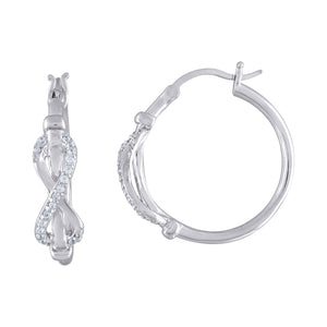 925 Sterling Silver Womens Love & Hearts Infinity Hoop Earrings