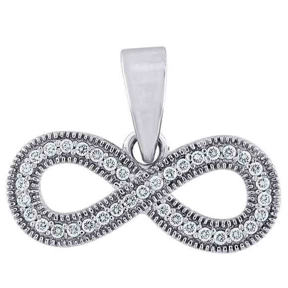 925 Sterling Silver Womens CZ Infinity Charm Pendant