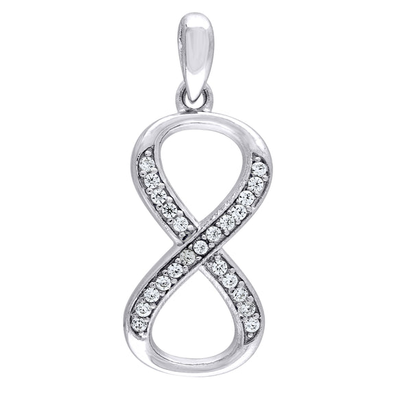 925 Sterling Silver Womens CZ Infinity Charm Pendant