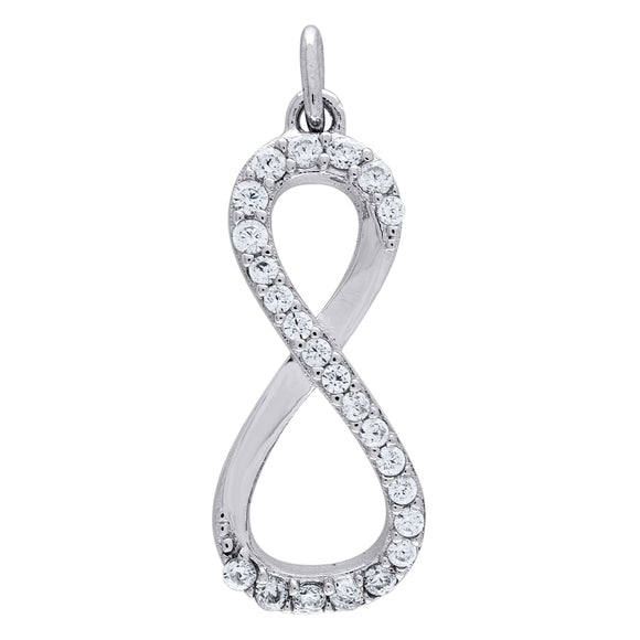 925 Sterling Silver Womens CZ Infinity Charm Pendant