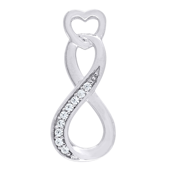 925 Sterling Silver Womens CZ Infinity Heart Charm Pendant