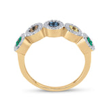 10kt Yellow Gold Womens Round Multi Color Enhanced Diamond Cluster Ring 3/8 Cttw