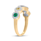 10kt Yellow Gold Womens Round Multi Color Enhanced Diamond Cluster Ring 3/8 Cttw