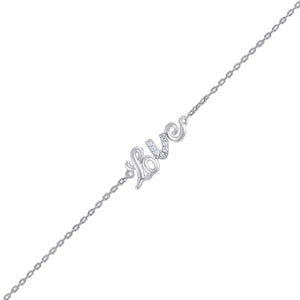 925 Sterling Silver Women Cubic Zirconia Rolo Link Love Bracelet