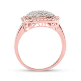 10kt Rose Gold Womens Round Brown Diamond Square Cluster Ring 1 Cttw