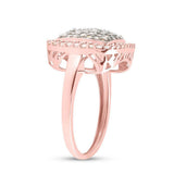 10kt Rose Gold Womens Round Brown Diamond Square Cluster Ring 1 Cttw