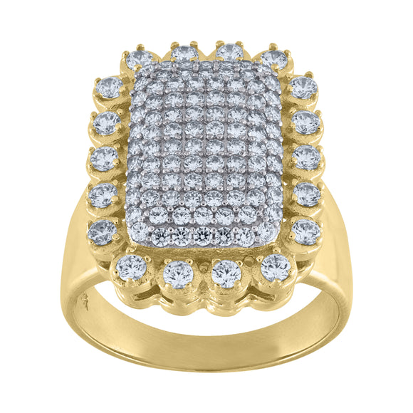 10kt Two-tone Gold Womens Cubic Zirconia Square Engagement Ring