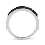 10kt White Gold Womens Round Black Color Enhanced Diamond Wrap Ring Guard Enhancer 1/3 Cttw