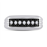 Sterling Silver Mens Round Black Color Enhanced Diamond Band Ring 1/2 Cttw