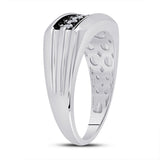 Sterling Silver Mens Round Black Color Enhanced Diamond Band Ring 1/2 Cttw