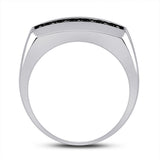 Sterling Silver Mens Round Black Color Enhanced Diamond Band Ring 1/2 Cttw